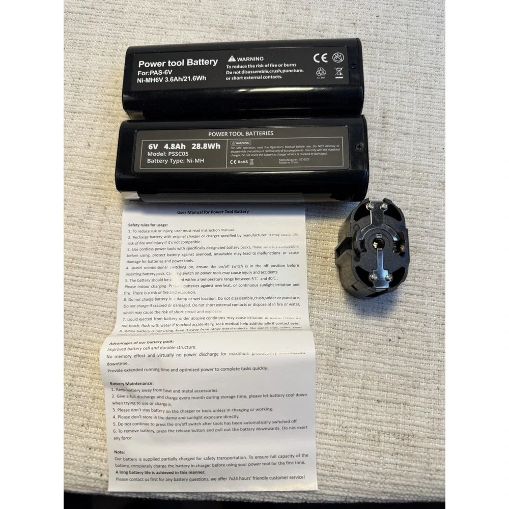 2-Pack 6V 4.8Ah Ni-MH Power Tool Batteries PSSC05 PAS-6V